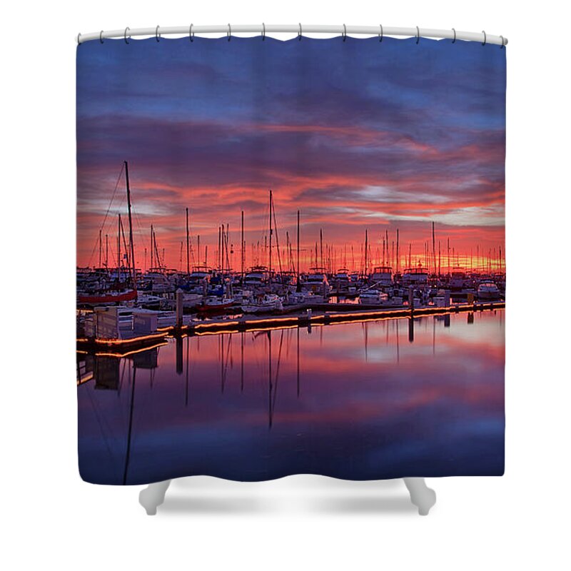 Chula Vista Shower Curtain featuring the photograph Chula Vista J Street Marina Sunset by Sam Antonio