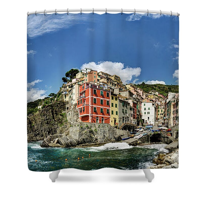 Riomaggiore Shower Curtain featuring the photograph Cinque Terre - View of Riomaggiore by Weston Westmoreland