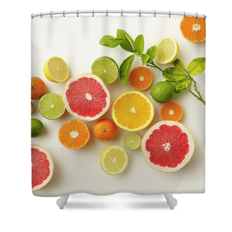 Orange Shower Curtain featuring the photograph Citrus Variety by Carin Krasner