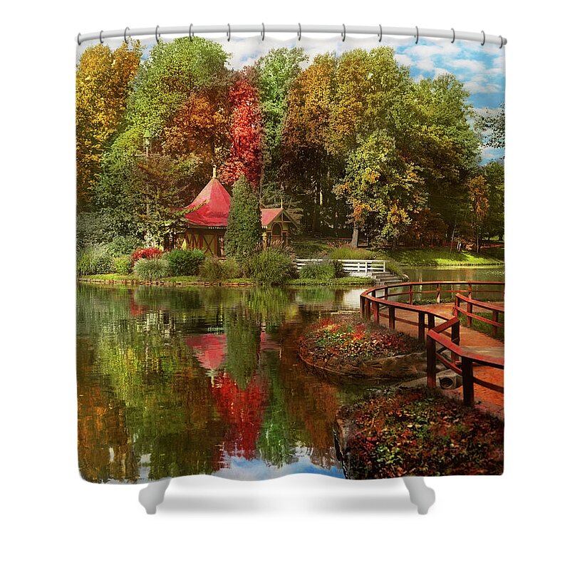 Baltimore Shower Curtain featuring the photograph City - Baltimore MD - The Island house in Druid Hill Park 1906 by Mike Savad