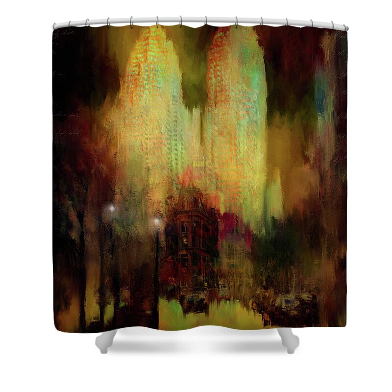 Photosintopaintings Shower Curtain featuring the digital art City Lights by Nicky Jameson