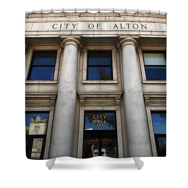 Art Shower Curtain featuring the photograph City of Alton - City Hall by Jeff Iverson