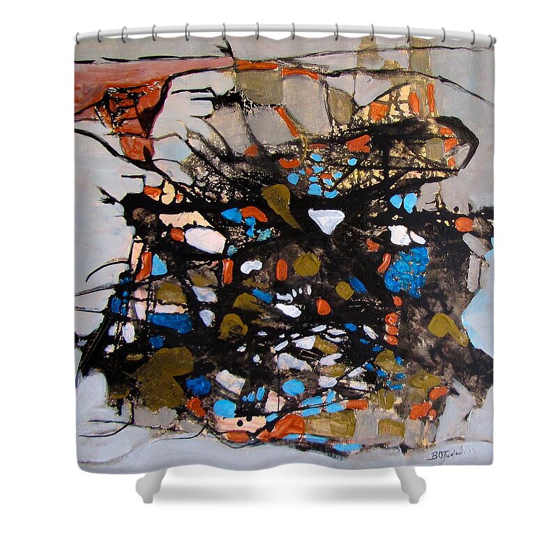 Abstract Shower Curtain featuring the painting City of Angels by Barbara O'Toole