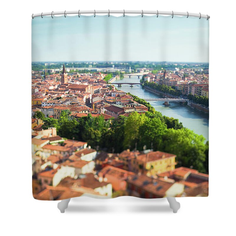 Downtown District Shower Curtain featuring the photograph City Of Verona In Italy by Moreiso
