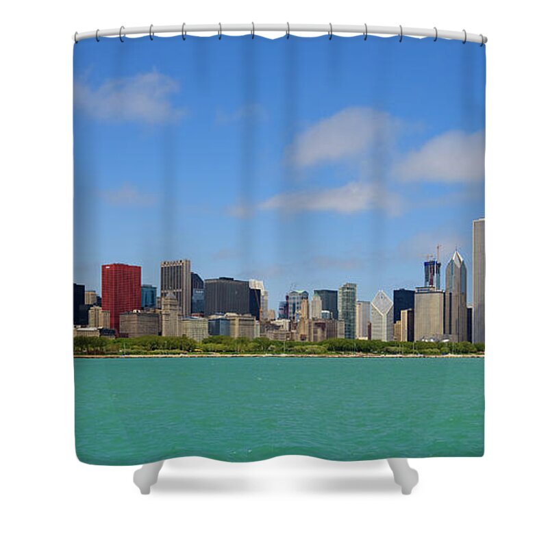 Lake Michigan Shower Curtain featuring the photograph City Skyline, Chicago, Illinois, Usa by Fraser Hall