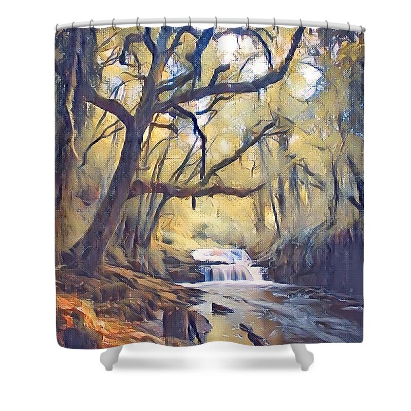 Clare Glens Shower Curtain featuring the digital art Clare Glens Paint by Mark Callanan