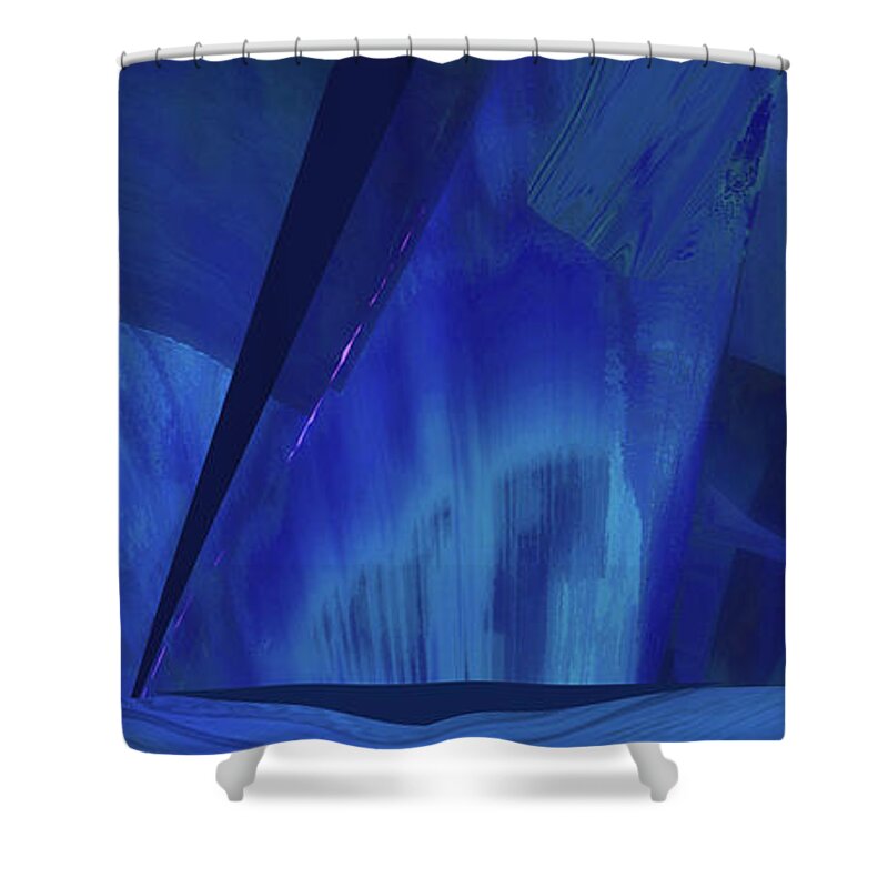 Sailboats Shower Curtain featuring the mixed media Clear Sailing Ahead by Zsanan Studio