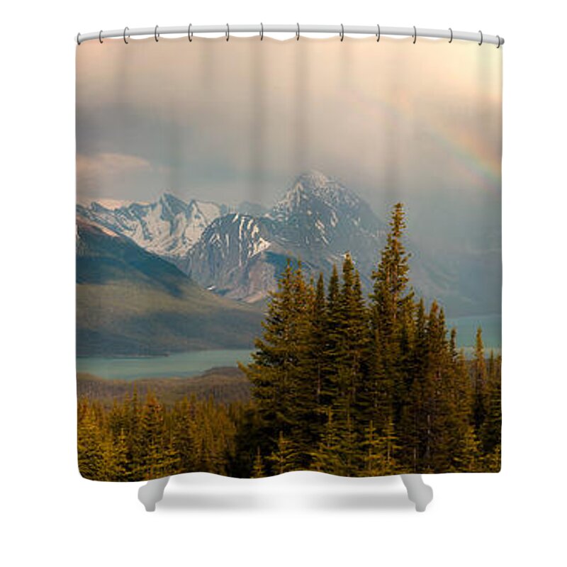 Jasper Shower Curtain featuring the photograph Clearing Storm Over Maligne Lake by Matt Hammerstein