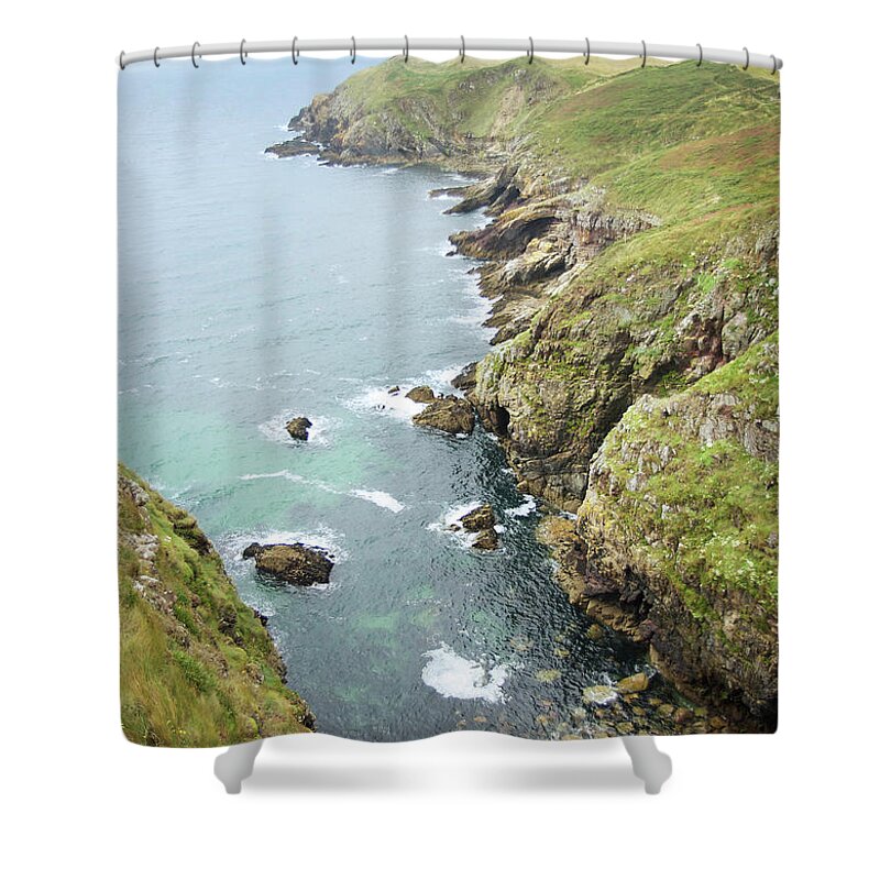 Water's Edge Shower Curtain featuring the photograph Cliffs Of Ardmore, Ireland by Aimee Giese