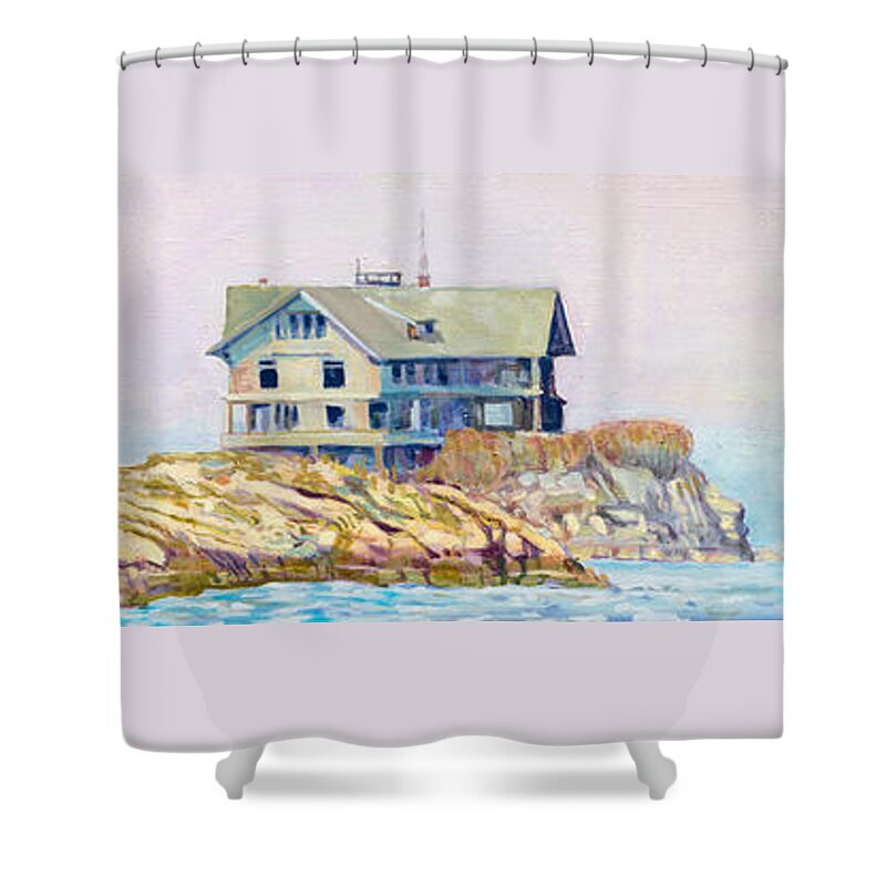 Island Shower Curtain featuring the painting Clingstone by David Randall