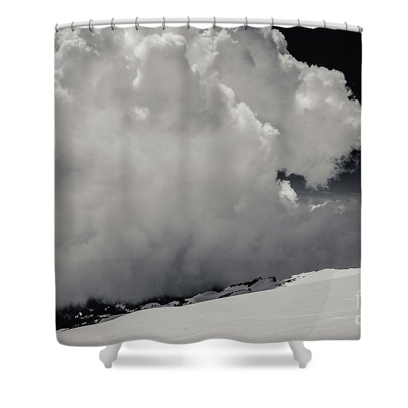 Tranquility Shower Curtain featuring the photograph Clouds On Sky Over Mountains, Mount by Adam Boender
