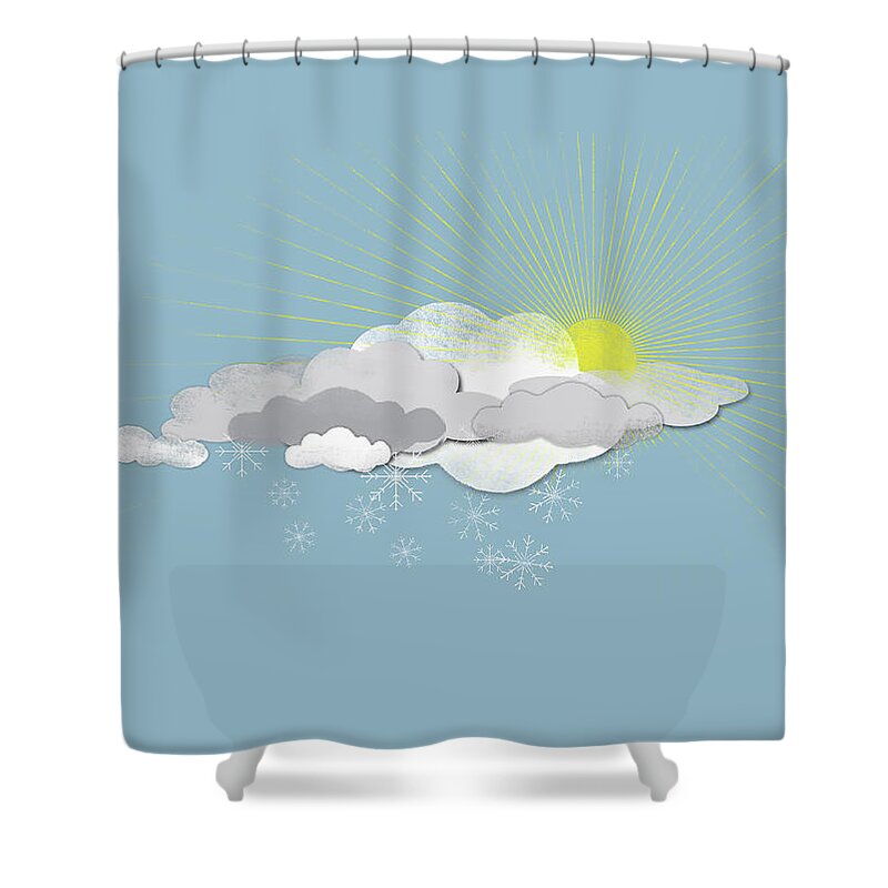 Part Of A Series Shower Curtain featuring the digital art Clouds, Sun And Snowflakes by Fstop Images - Jutta Kuss