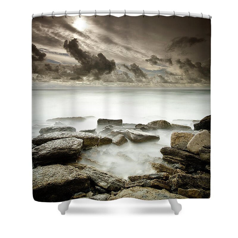 Tranquility Shower Curtain featuring the photograph Coast In Stormy Evening by Paulo Dias Photography