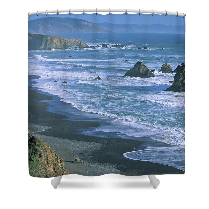 Water's Edge Shower Curtain featuring the photograph Coastal California by S. Greg Panosian