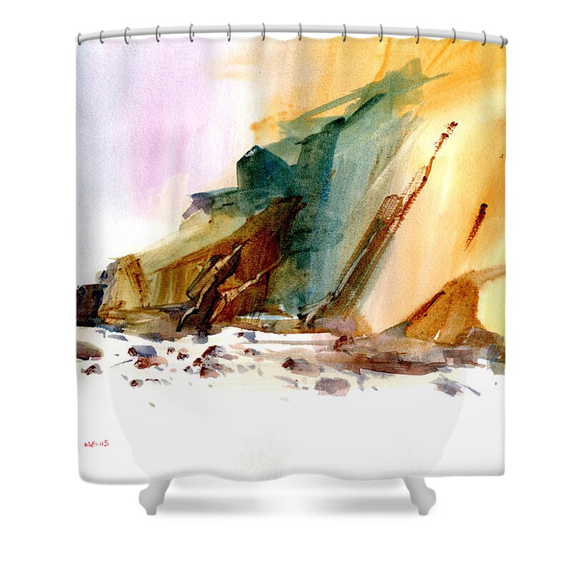 Visco Shower Curtain featuring the painting Coastal Cliffs by P Anthony Visco