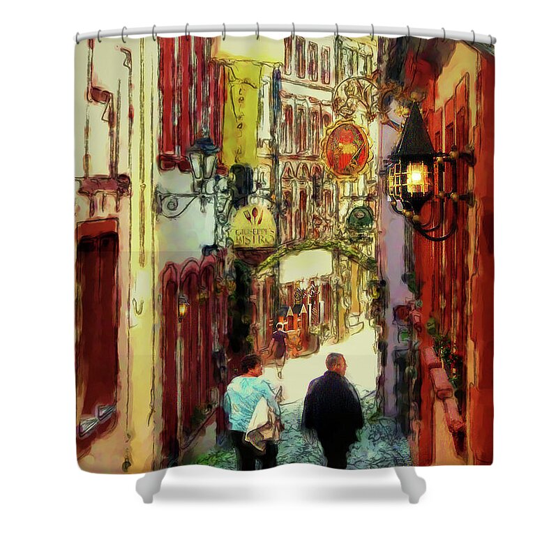 Cobblestones Shower Curtain featuring the painting Cobblestone Walk by Joel Smith