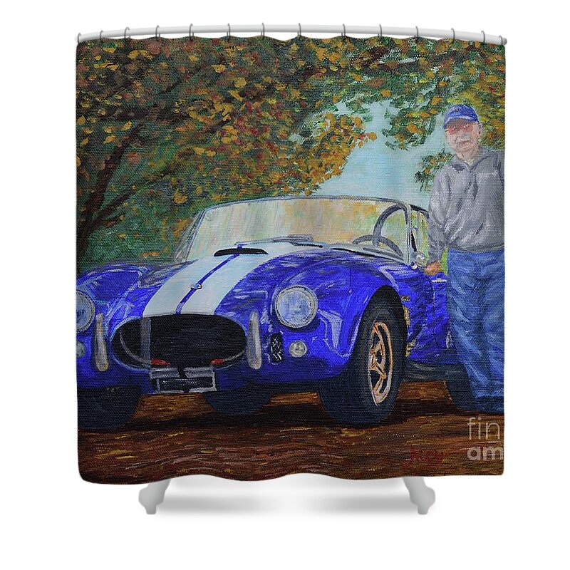 Commissioned Shower Curtain featuring the painting Cobra in Autumn by Aicy Karbstein