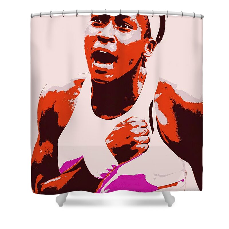Coco Shower Curtain featuring the painting Coco Gauff by Jack Bunds