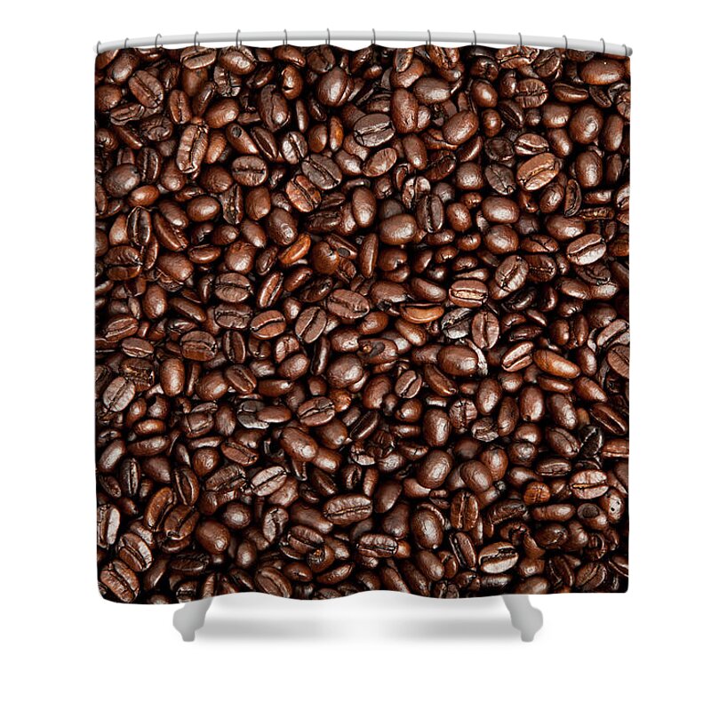 Heap Shower Curtain featuring the photograph Coffee Beans Background by Ozgurcankaya