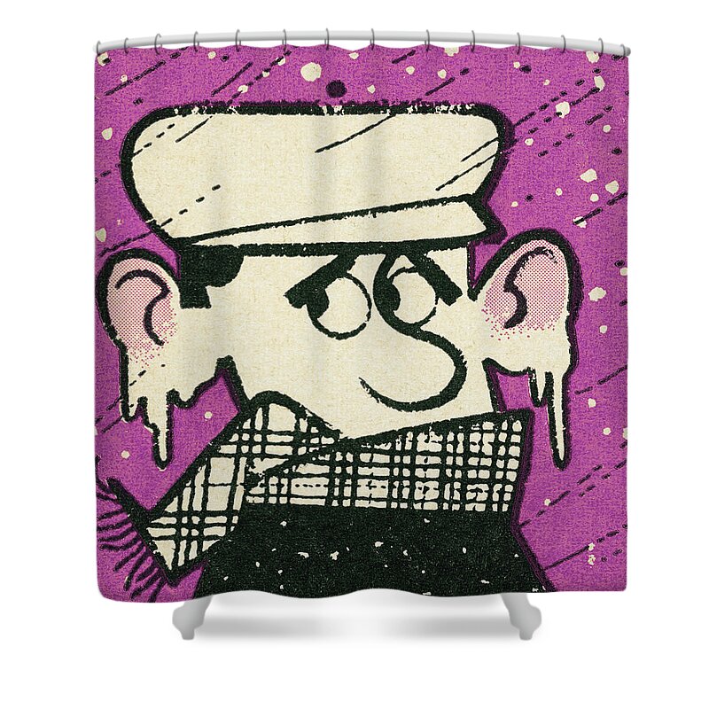 Man With Hat On His Head Shower Curtains