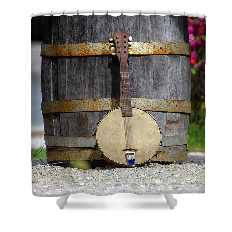 Cold Shower Curtain featuring the photograph Cold Spring - Banjo Mandolin by Bill Cannon
