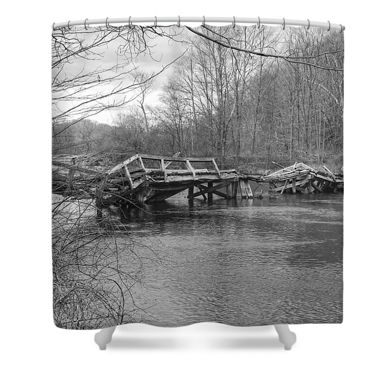 Waterloo Village Shower Curtain featuring the photograph Collapsed Bridge at Waterloo Village by Christopher Lotito
