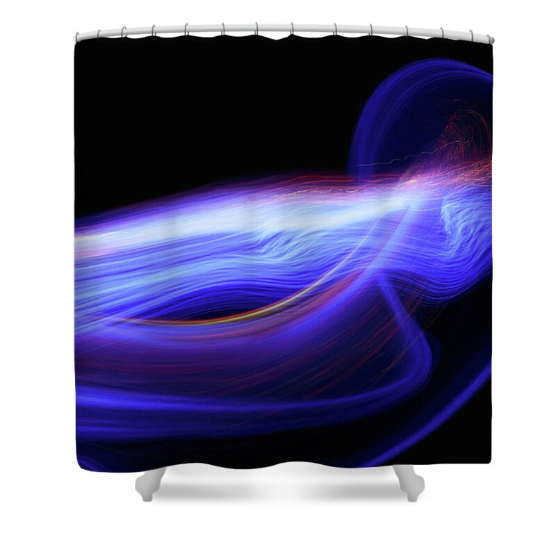 Internet Shower Curtain featuring the photograph Colored Fiber Optic Light Streaks by Steven Puetzer