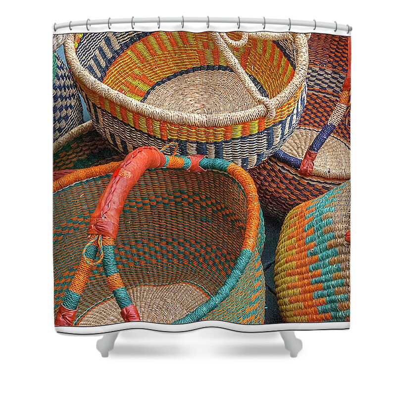 Baskets Shower Curtain featuring the photograph Colorful Baskets from Nurenberg Market by Peggy Dietz