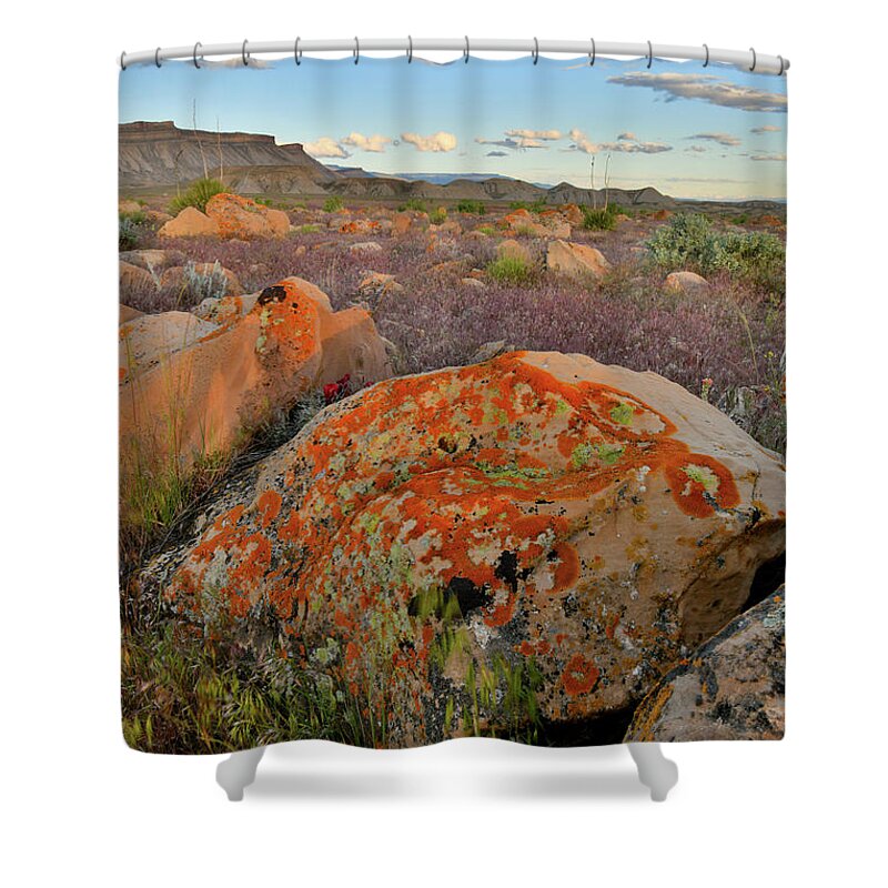 Book Cliffs Shower Curtain featuring the photograph Colorful Boulders and Clouds of the Book Cliffs by Ray Mathis