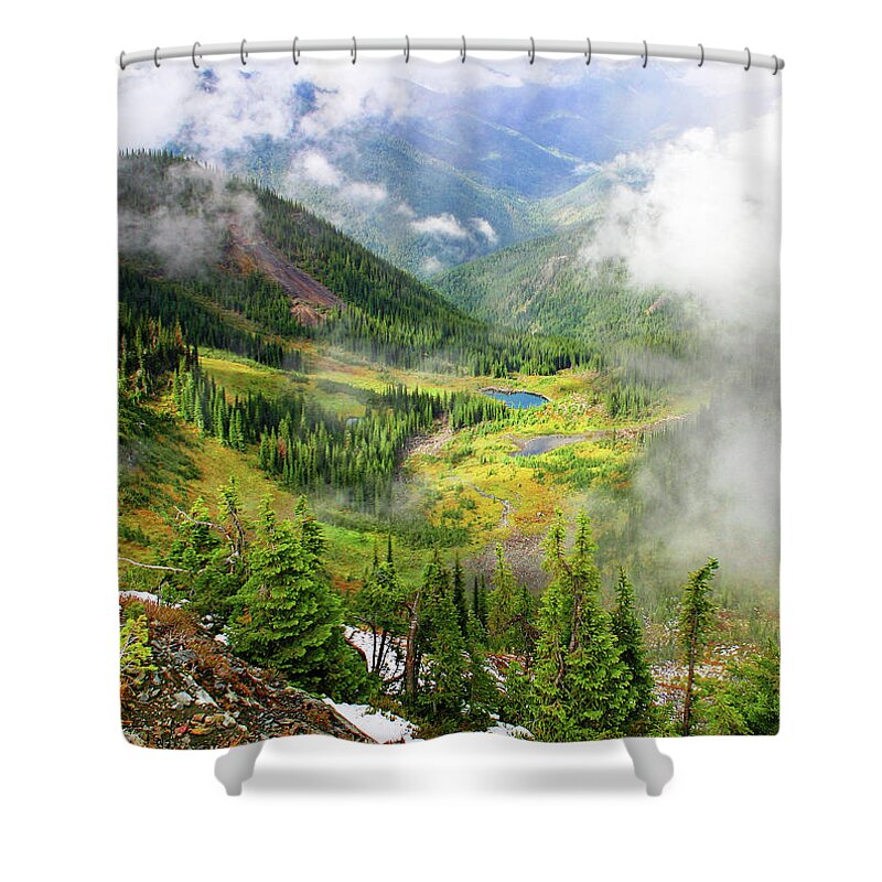 Wilderness Shower Curtain featuring the photograph Mountain Meadow Pond Fog by Robert C Paulson Jr