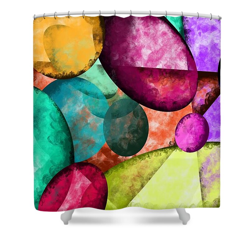 Colorful Stones Shower Curtain featuring the painting Colorful Stones by Patricia Piotrak