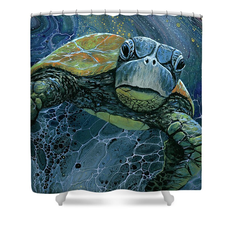 Sea Shower Curtain featuring the painting Coming At Cha by Darice Machel McGuire