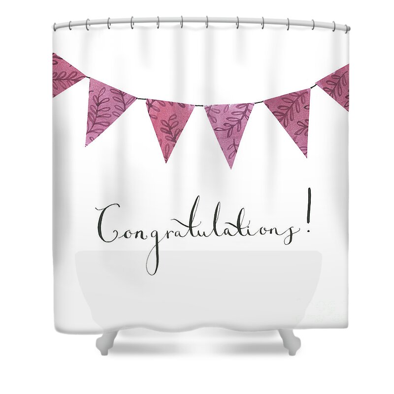 Birthday Shower Curtain featuring the painting Congratulations Bunting by Elizabeth Rider