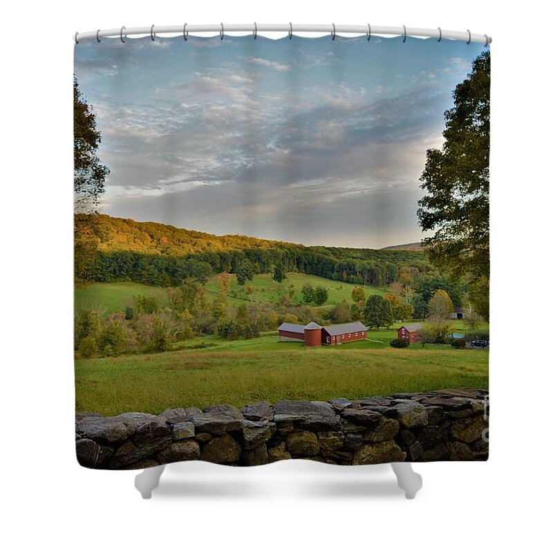 Landscape Shower Curtain featuring the photograph Connecticut Farm Meadows by Dani McEvoy