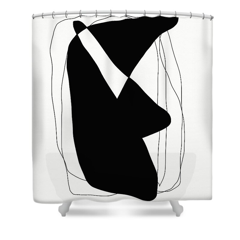 Modern Shower Curtain featuring the mixed media Connections 3- Minimal Art by Linda Woods by Linda Woods