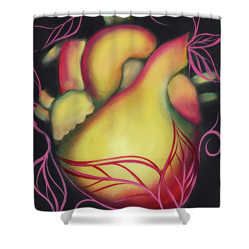 Sacred Heart Shower Curtain featuring the painting Consecrated by Abril Andrade