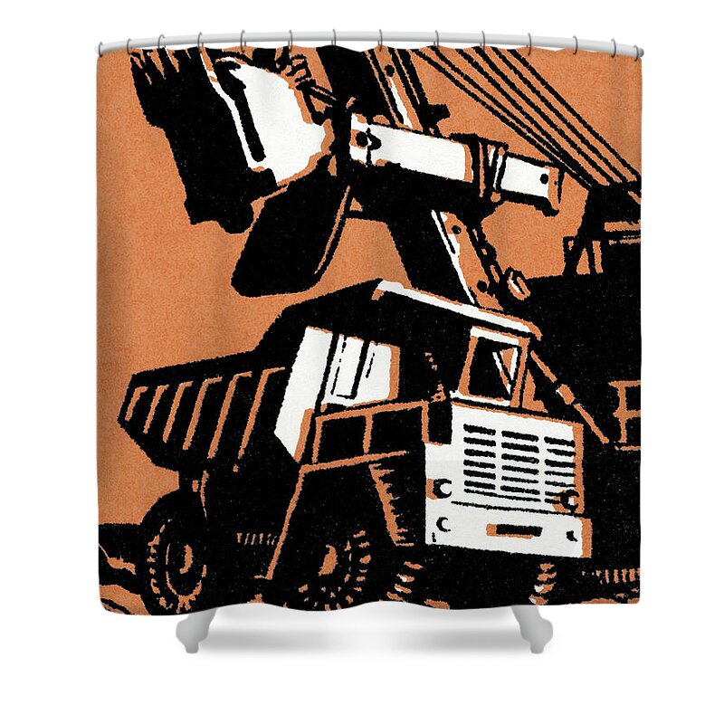 Automotive Shower Curtain featuring the drawing Construction Site by CSA Images