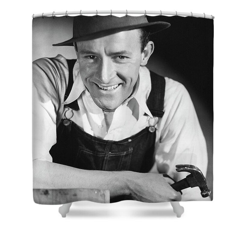People Shower Curtain featuring the photograph Construction Worker Wirth Hammer by George Marks