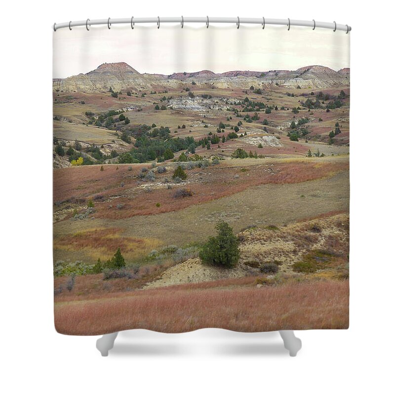 North Dakota Shower Curtain featuring the photograph Coppery Hills Reverie by Cris Fulton