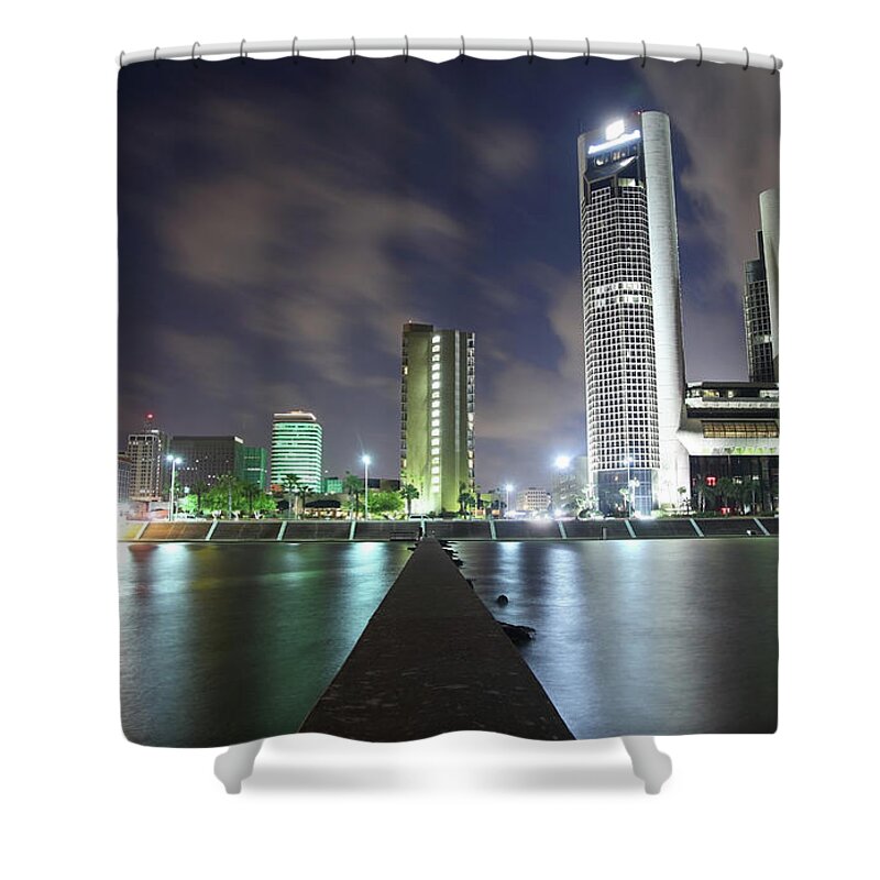 Downtown District Shower Curtain featuring the photograph Corpus Christi Skyline by Denistangneyjr
