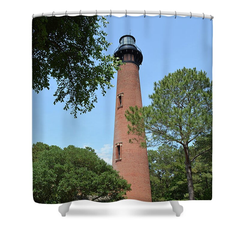Currituck Beach Lighthouse Shower Curtain featuring the photograph Corrolla Lighthouse by Jimmie Bartlett