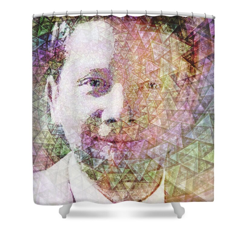 Eckhart Tolle Shower Curtain featuring the digital art Cosmic Eckhart Tolle by J U A N - O A X A C A