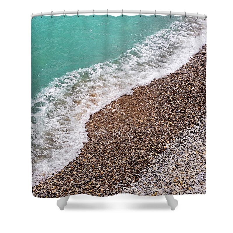 Cote D'azur Shower Curtain featuring the photograph Cote D'azur Shoreline by Melanie Alexandra Price