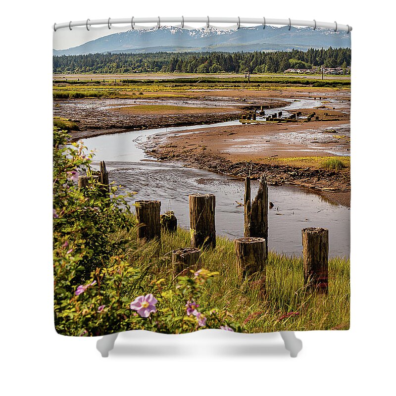 Landscapes Shower Curtain featuring the photograph Courtenay River Estuary by Claude Dalley
