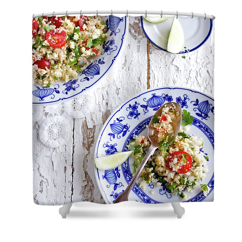 Spoon Shower Curtain featuring the photograph Couscous Salad by Ingwervanille