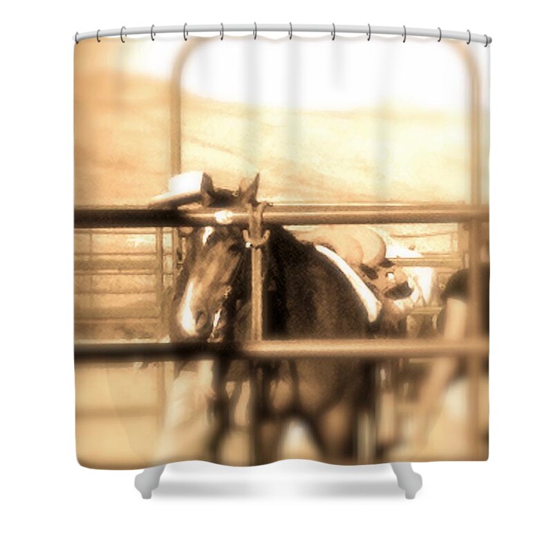 Photograph Shower Curtain featuring the photograph Cowboy Corral by Debra Grace Addison