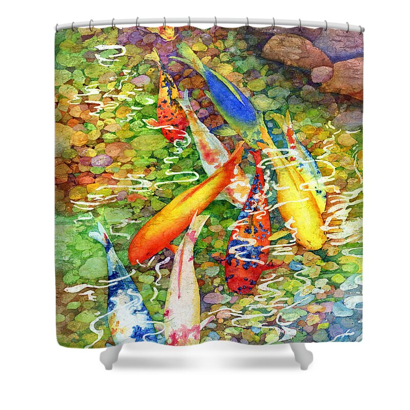 Watercolor Shower Curtain featuring the painting Coy Koi by Hailey E Herrera