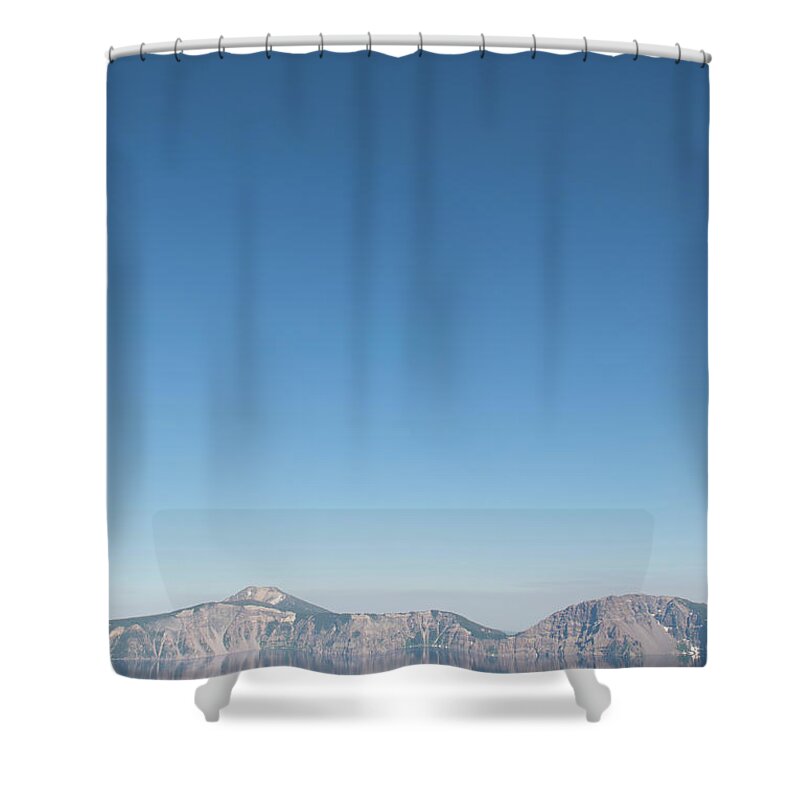 Crater Lake Shower Curtain featuring the photograph Crater Lake Mirror Horizon by Peskymonkey