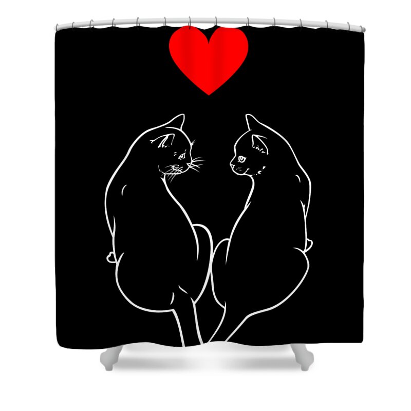 Cat Shower Curtain featuring the digital art Crazy Little Thing Called Love white by Andrea Gatti