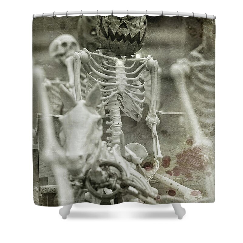Creepy Shower Curtain featuring the photograph Creepy Vintage Pumpkin by Carrie Ann Grippo-Pike